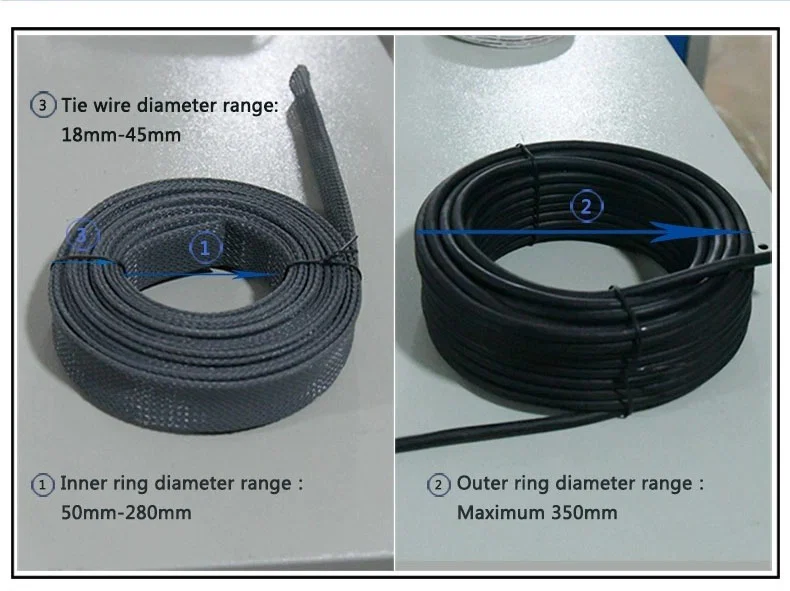 sample of cable Coiling Tying Bundle With Meter Counting, Wire Cutting coil Winding Binding Machine, Cable Rewinding Machine, Fully Automatic Binding Wire Tying Machine, Wire Winding Coil Machine Exempel på kabelspolningsbunt med mätarräkning, trådskärande spolebindningsmaskin, kabelupprullningsmaskin, helautomatisk bindningstrådsbindare, trådlindningsspolemaskin