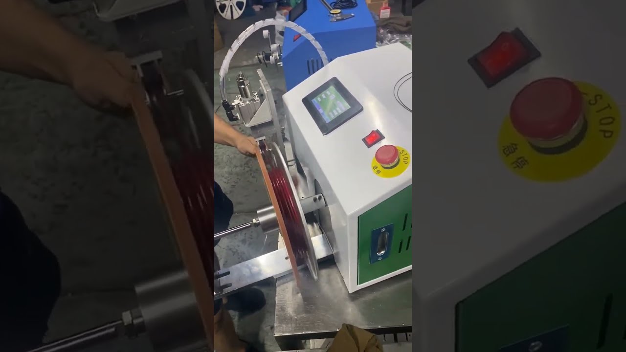 Automatisk traverserande trådlindnings- och lindningsmaskin #fabrik #maskin