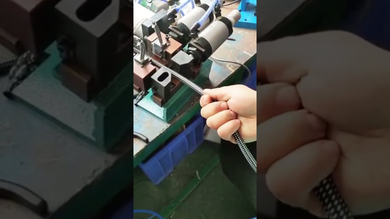 Pneumatisk termisk avisoleringsmaskin för flätad kabel – verklig arbetsvideo #maskin #fabrik
